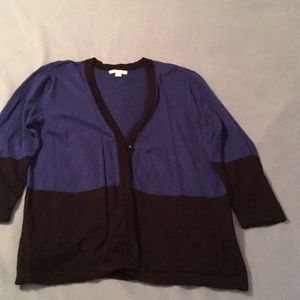 Blue and black 3/4 sleeve cardigan